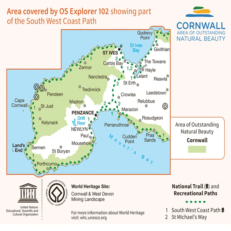 OS Explorer Map 102 Land's End Penzance and St Ives-2
